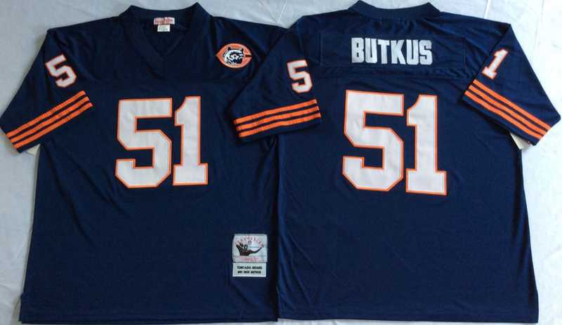 Bears 51 Dick Butkus Navy M&N Throwback Jersey